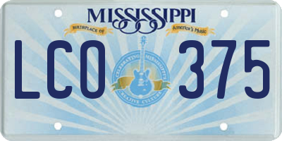 MS license plate LCO375