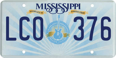 MS license plate LCO376
