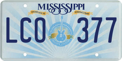 MS license plate LCO377