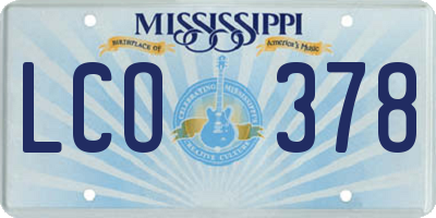 MS license plate LCO378