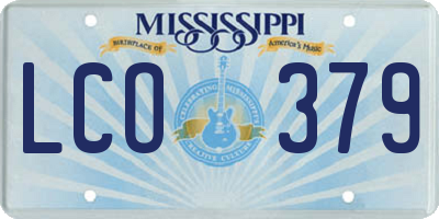 MS license plate LCO379
