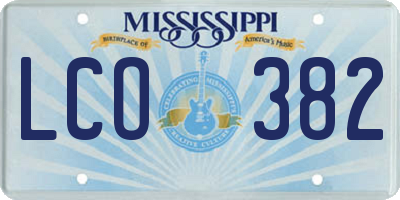 MS license plate LCO382