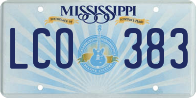 MS license plate LCO383