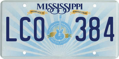 MS license plate LCO384