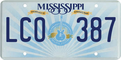 MS license plate LCO387