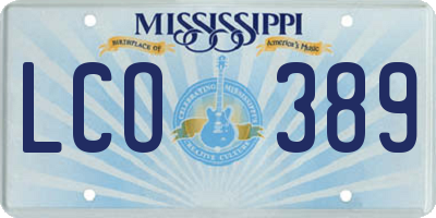 MS license plate LCO389