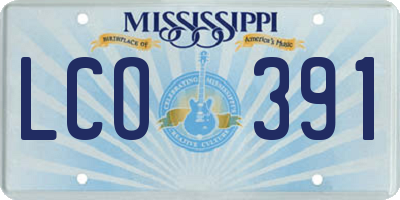 MS license plate LCO391