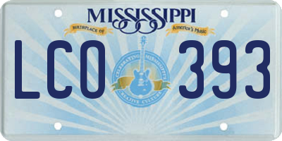 MS license plate LCO393
