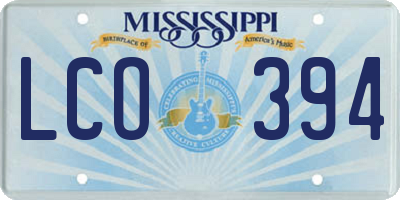 MS license plate LCO394