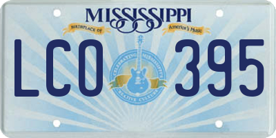MS license plate LCO395
