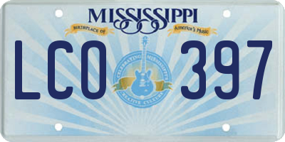MS license plate LCO397