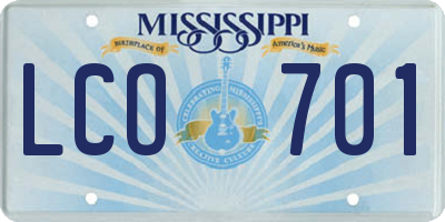 MS license plate LCO701