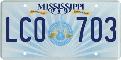 MS license plate LCO703