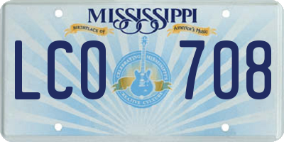MS license plate LCO708
