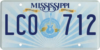 MS license plate LCO712