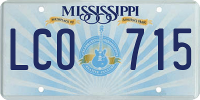 MS license plate LCO715