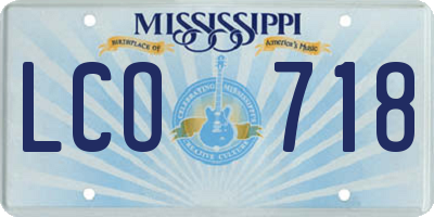 MS license plate LCO718