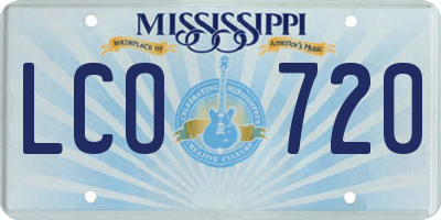 MS license plate LCO720
