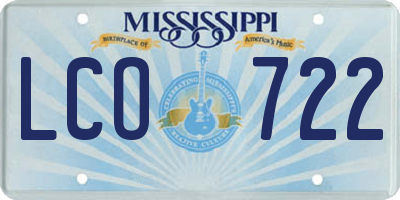 MS license plate LCO722