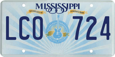MS license plate LCO724