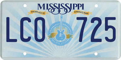 MS license plate LCO725