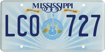 MS license plate LCO727