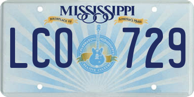 MS license plate LCO729