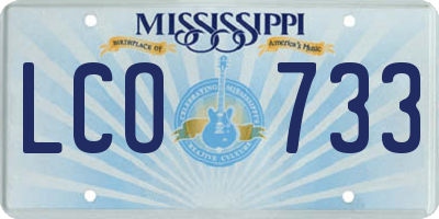 MS license plate LCO733
