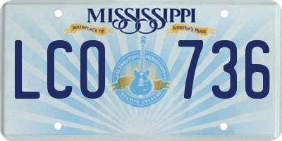 MS license plate LCO736