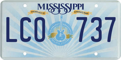 MS license plate LCO737