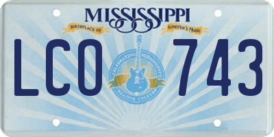 MS license plate LCO743