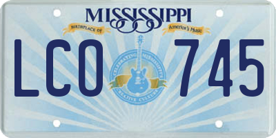 MS license plate LCO745