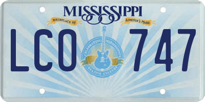MS license plate LCO747