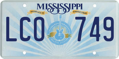 MS license plate LCO749