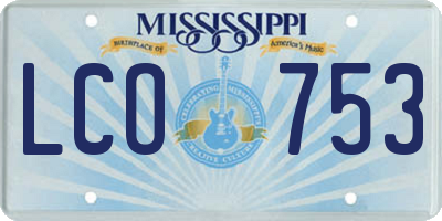 MS license plate LCO753