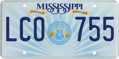 MS license plate LCO755