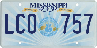 MS license plate LCO757