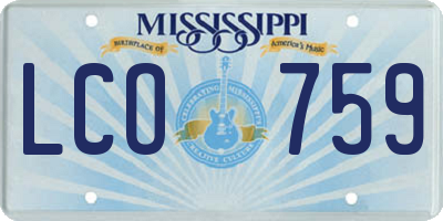 MS license plate LCO759