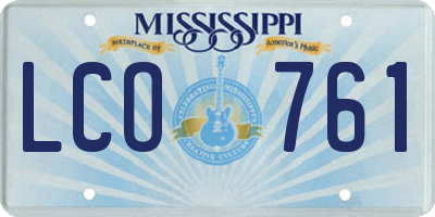 MS license plate LCO761