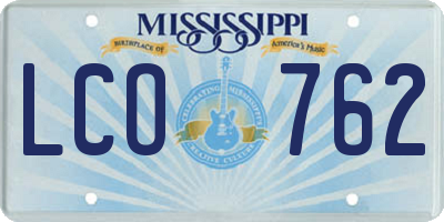 MS license plate LCO762