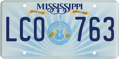 MS license plate LCO763