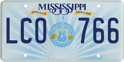 MS license plate LCO766