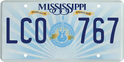 MS license plate LCO767