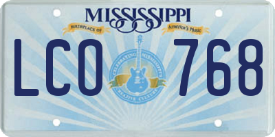 MS license plate LCO768