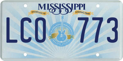 MS license plate LCO773