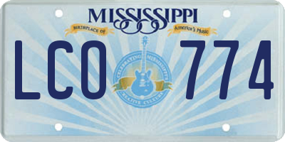 MS license plate LCO774