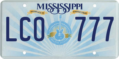 MS license plate LCO777