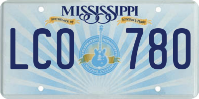 MS license plate LCO780