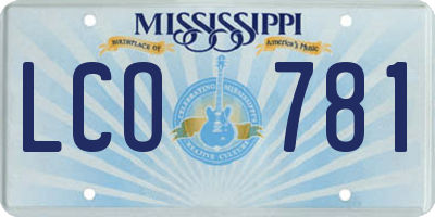 MS license plate LCO781
