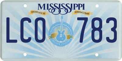 MS license plate LCO783